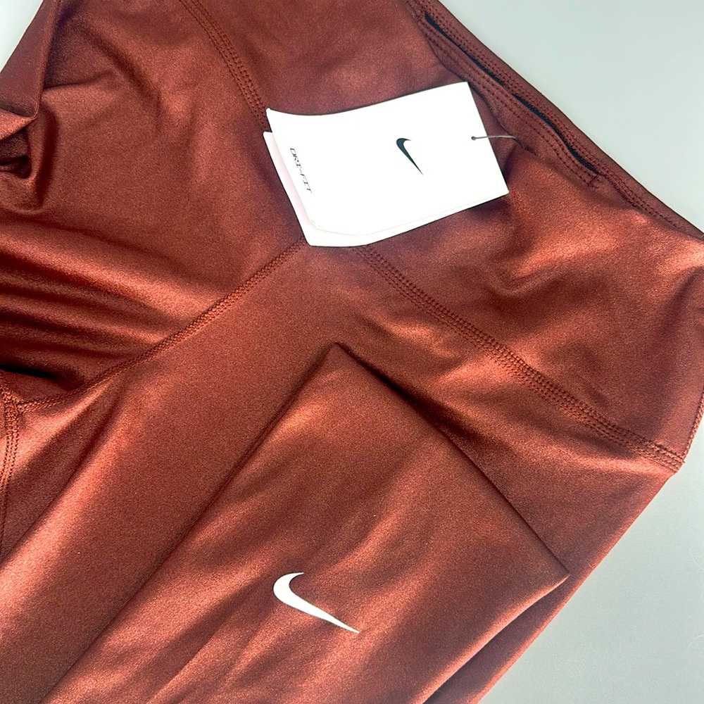 Nike DRI-FIT Women's Shine Training Leggings (Bronze) Small DD5439-273